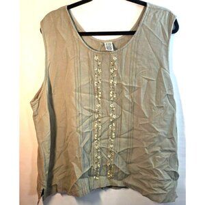 Vintage Fashion Bug Embroidered Floral Flowers Tank Top PLus Size 22/24W 22 24 W